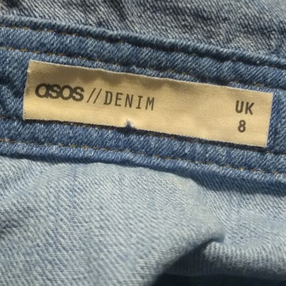 ASOS Denim Patchwork Mini Jumper Overall Dress Size 4 - Picture 5 of 15